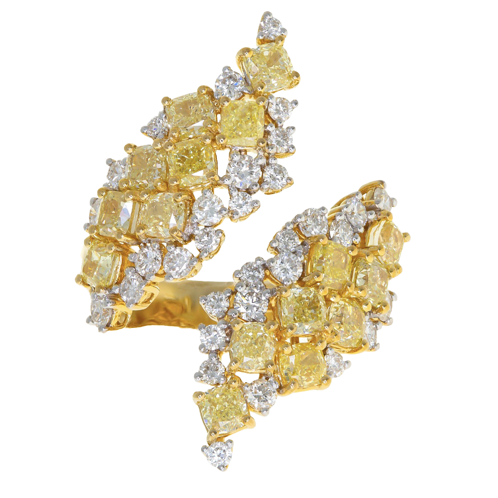 3.59ct Yellow and white diamond 18k yellow gold ring