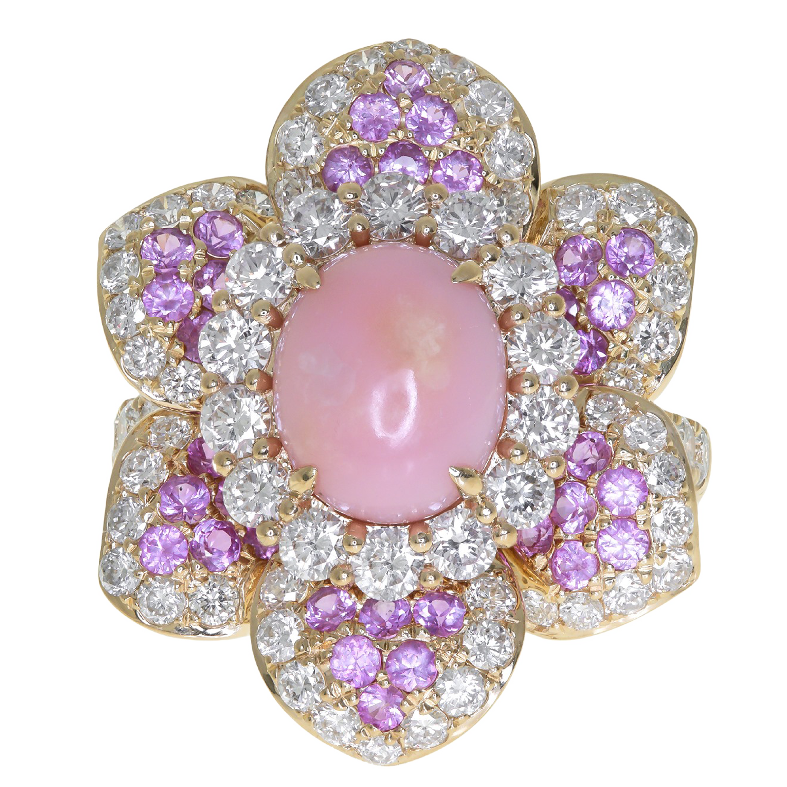 3.57 ct conch pearl 18k Yellow gold diamond ring purple sapphire