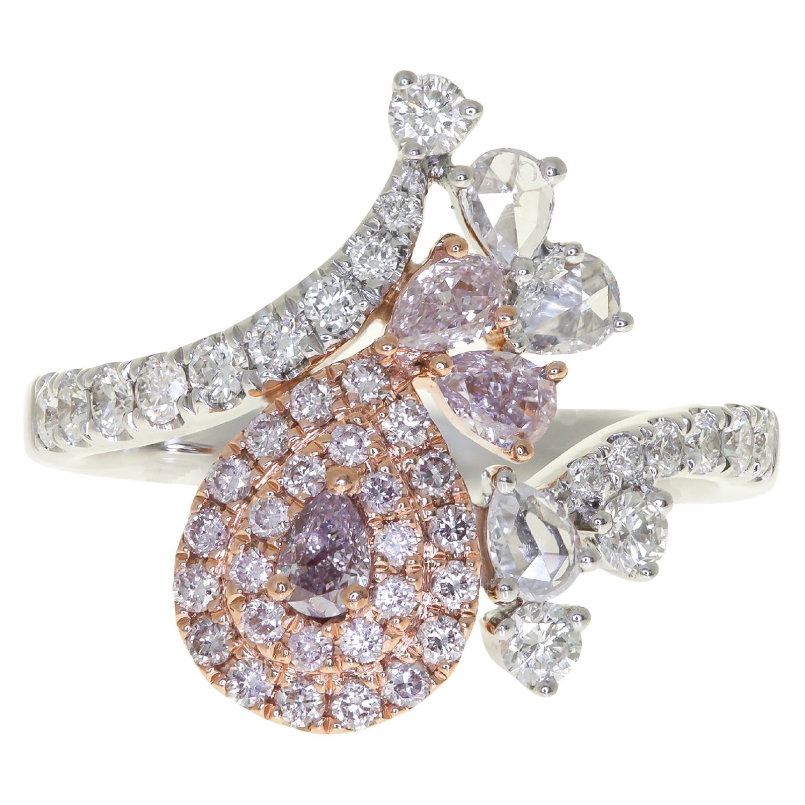 1.12ct Pinkish white diamond 18k gold ring