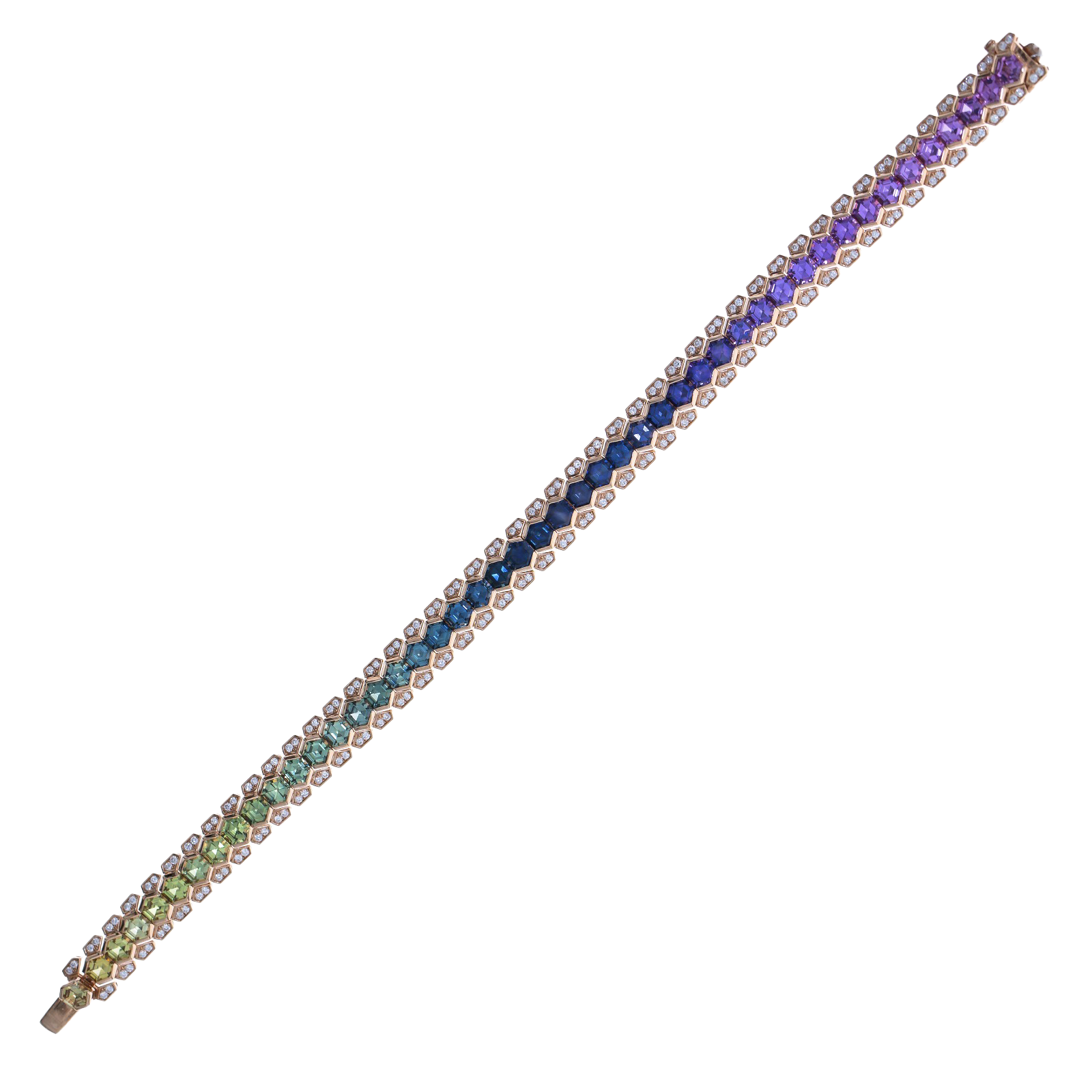 11.61 ct Sapphire multi color bracelet 18k rose gold