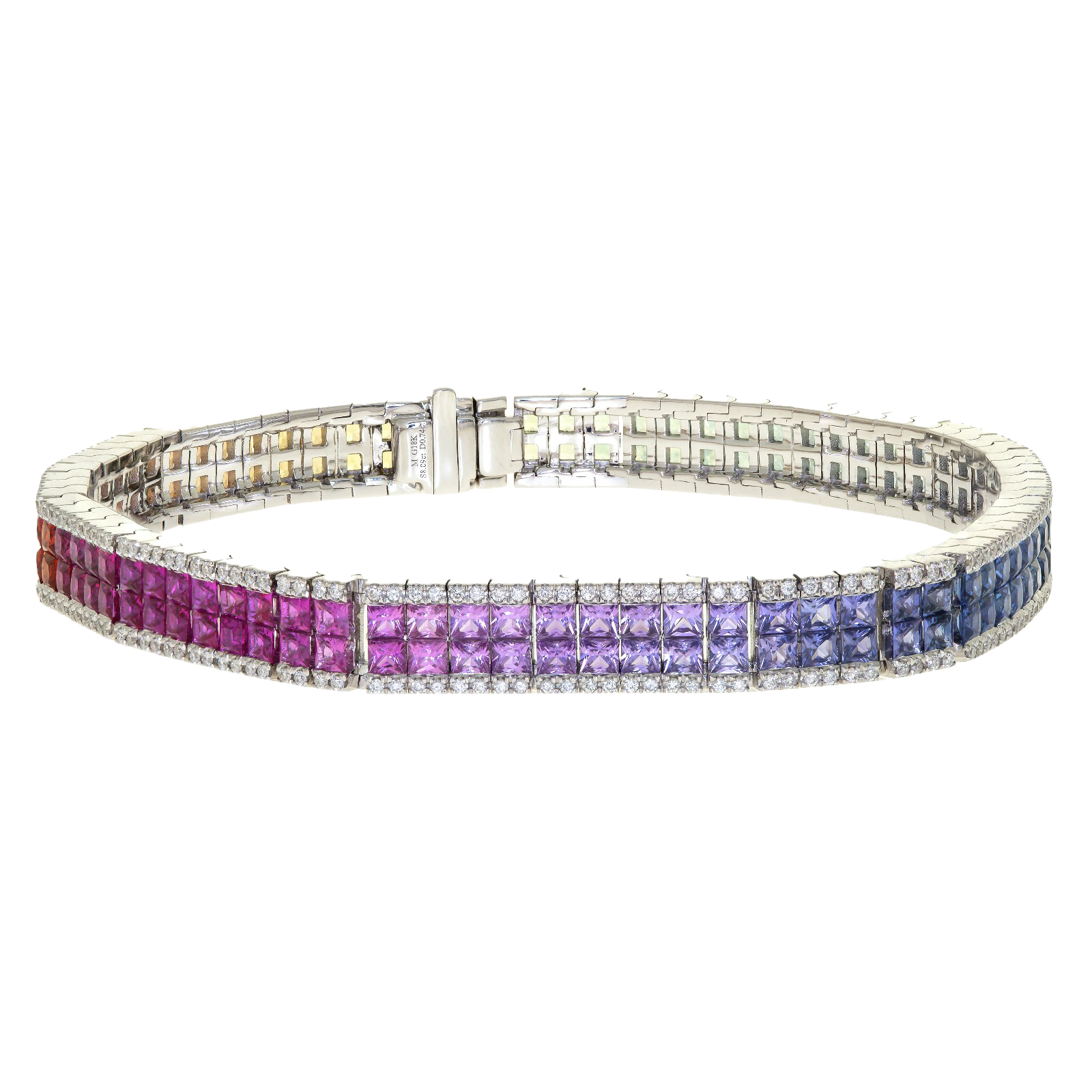9.18ct Sapphire multi color diamond bracelet 18k white gold