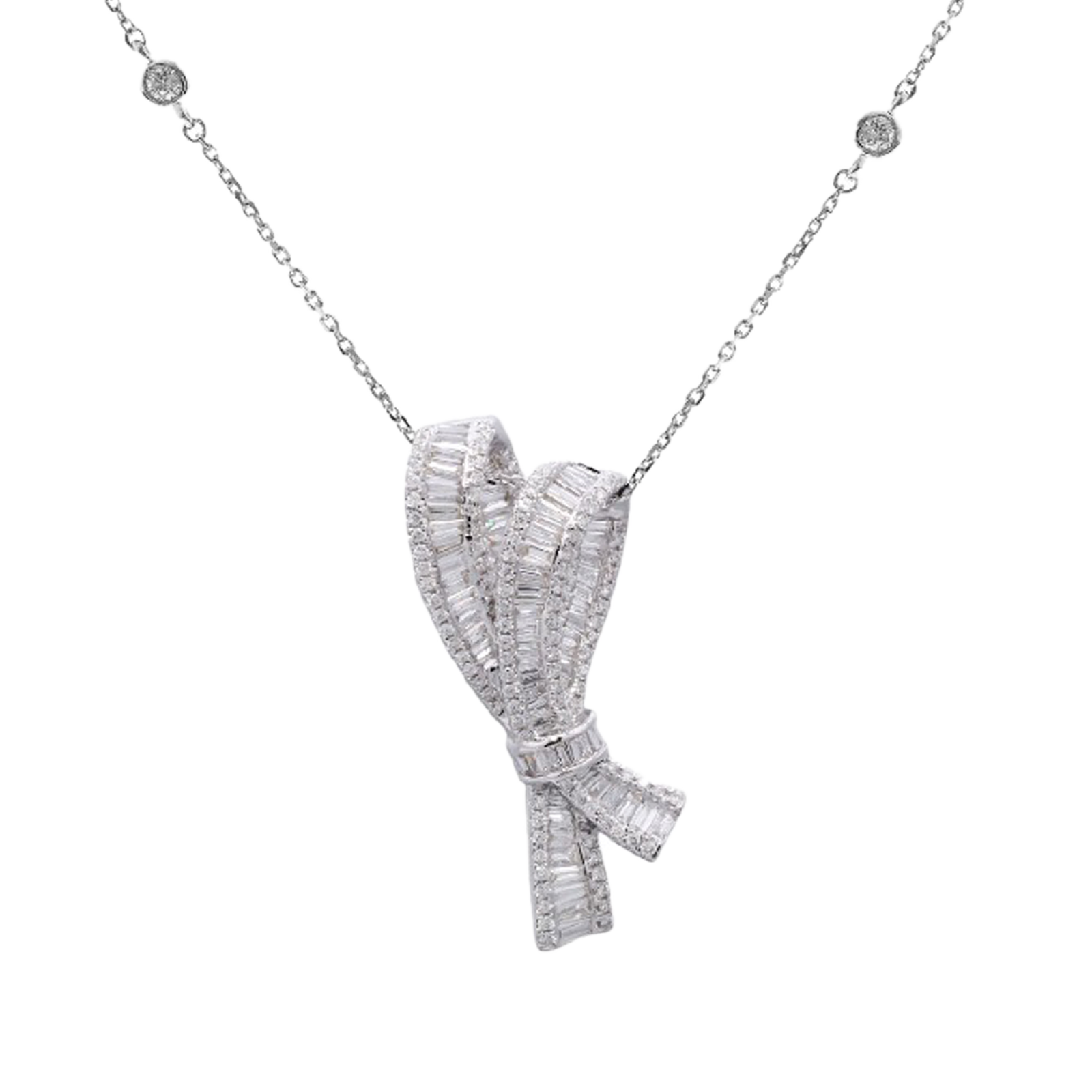 1.90ct Diamond 18k white gold tie pendant