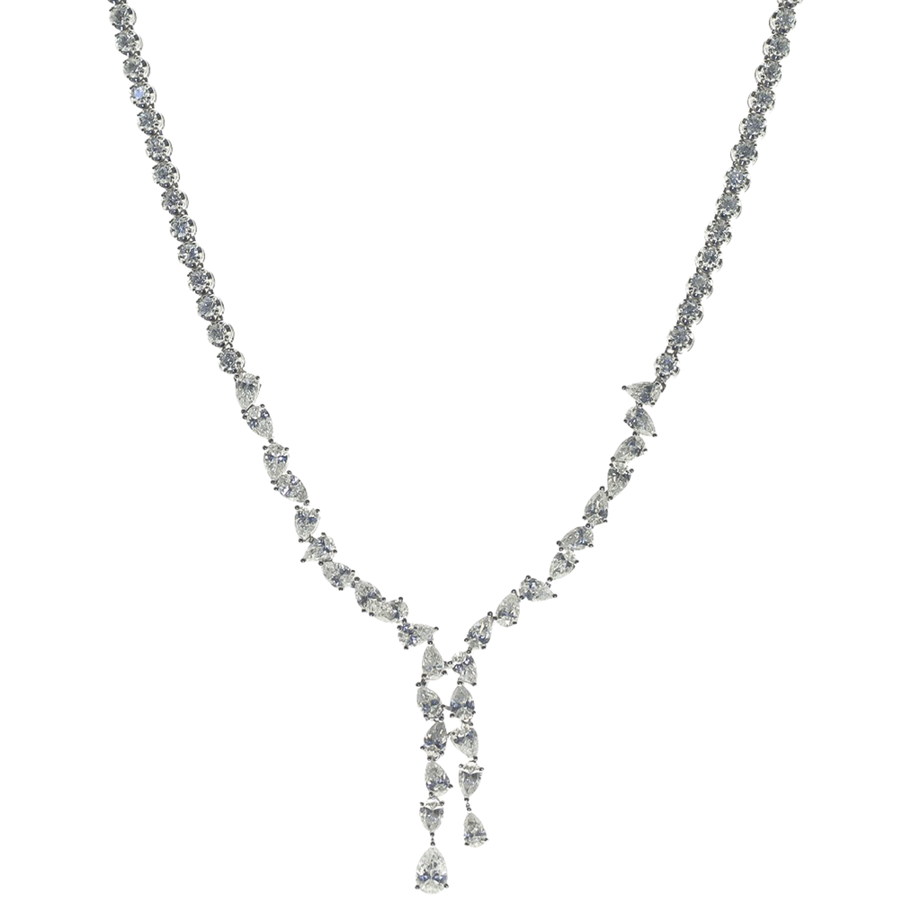9.57 ct white Diamond necklace collar 18k white gold 16.5 inch