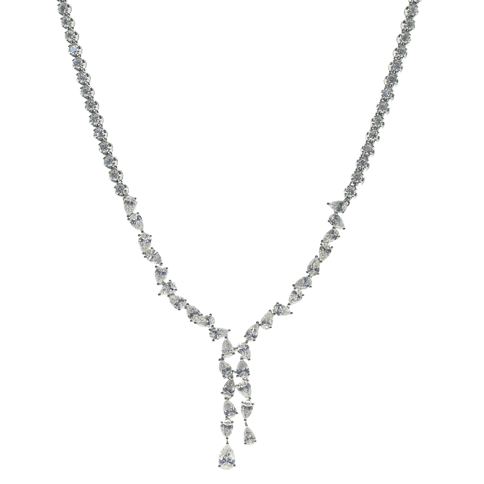 9.57 ct white Diamond necklace collar 18k white gold 16.5 inch