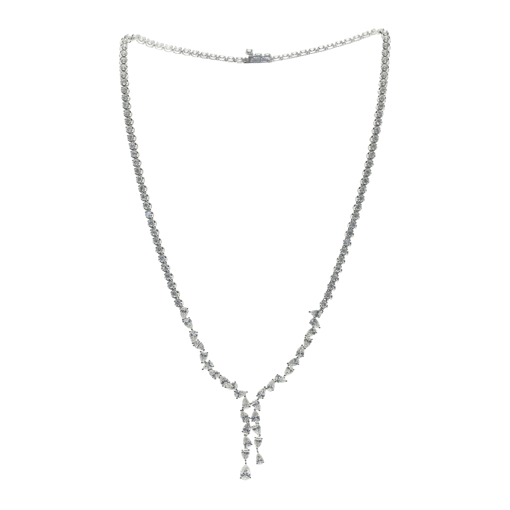 9.57 ct white Diamond necklace collar 18k white gold 16.5 inch